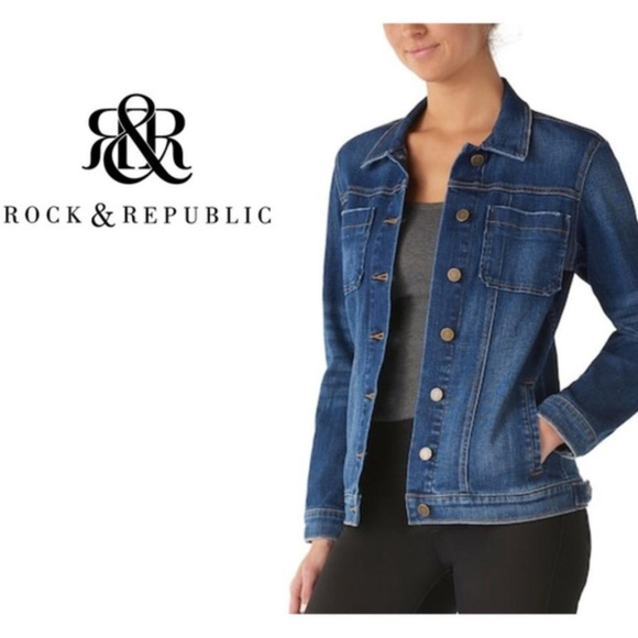 Rock & Republic Blue Distressed Jean Jacket NEW size XS - Picture 1 of 8